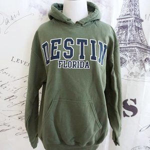 Olive Green Hoodie Sweatshirt Destin Florida - Size M